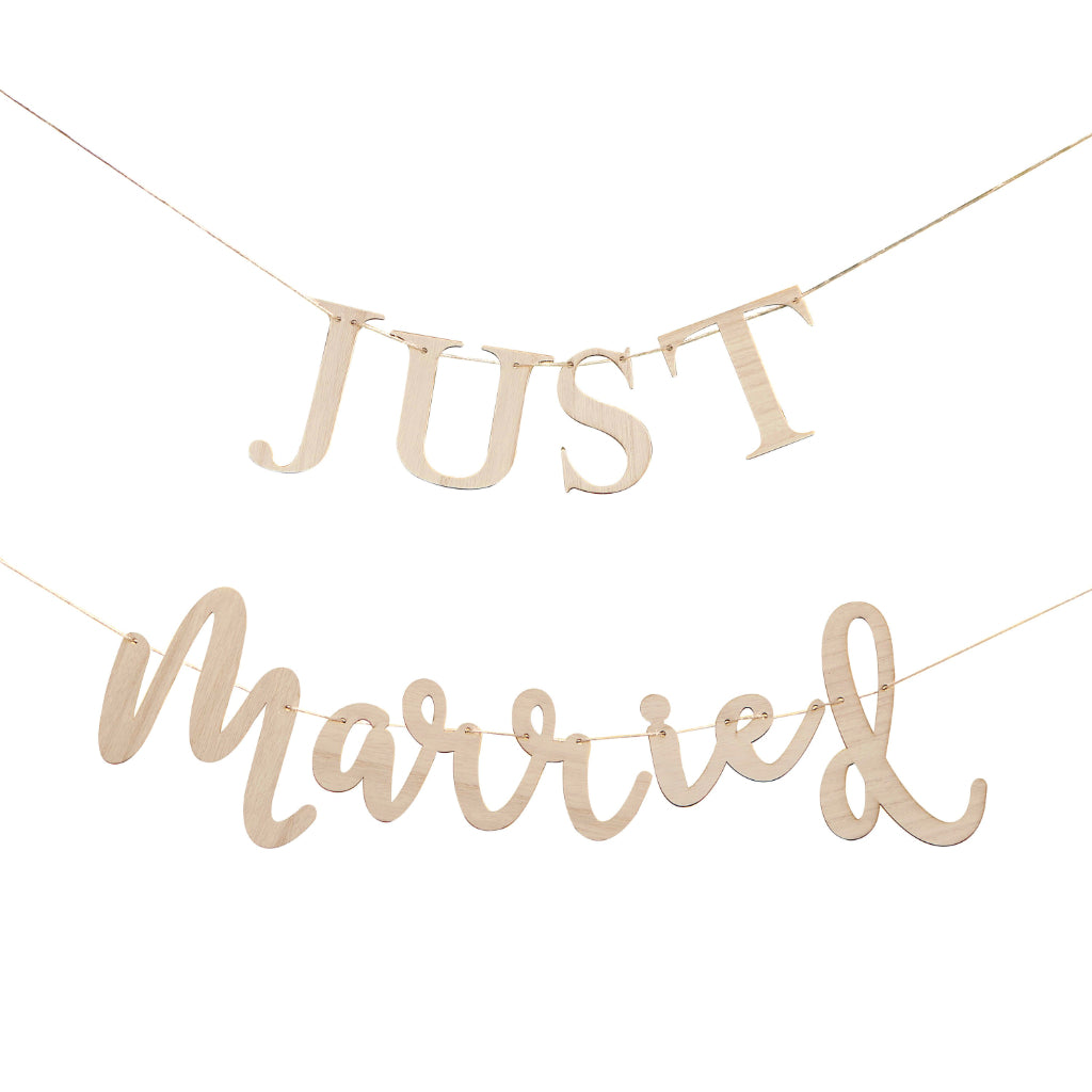 Just Married Wooden Wedding Bunting