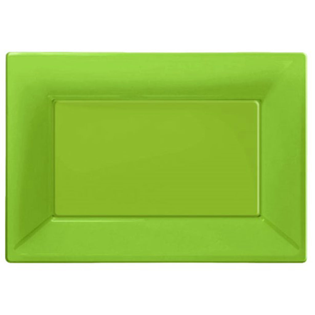 Bright Green Plastic Serving Platters (x3)