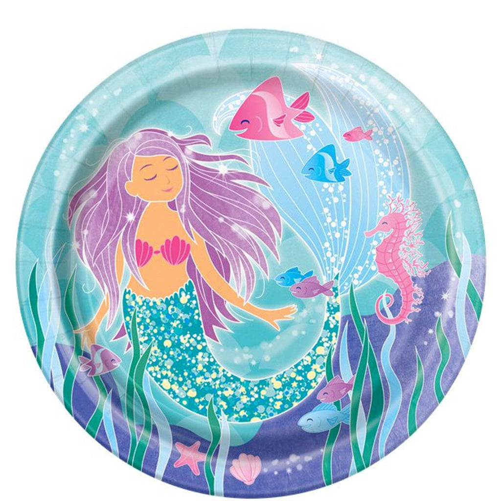Fish Mermaid Party Plates Blue Puffer Fish Paper Plates Under Sea