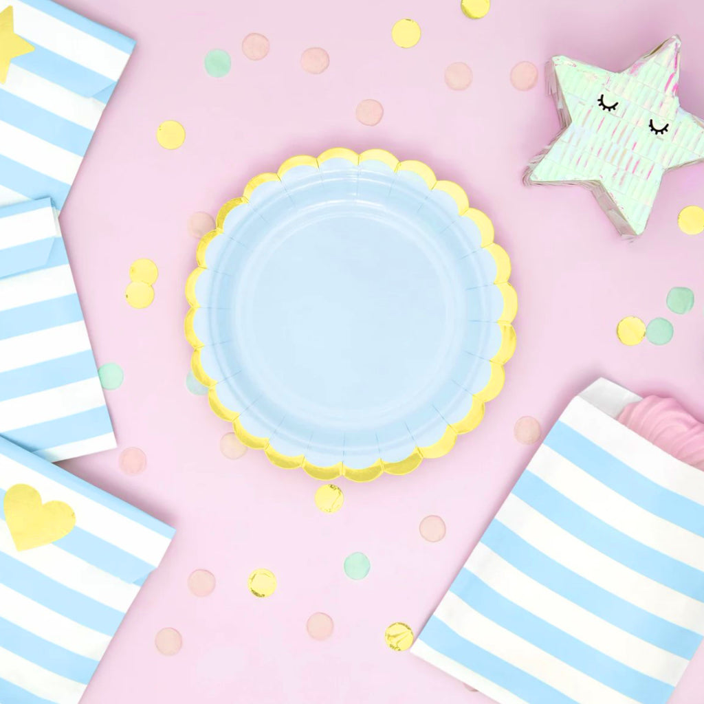 Pastel Blue Paper Plates (x6)