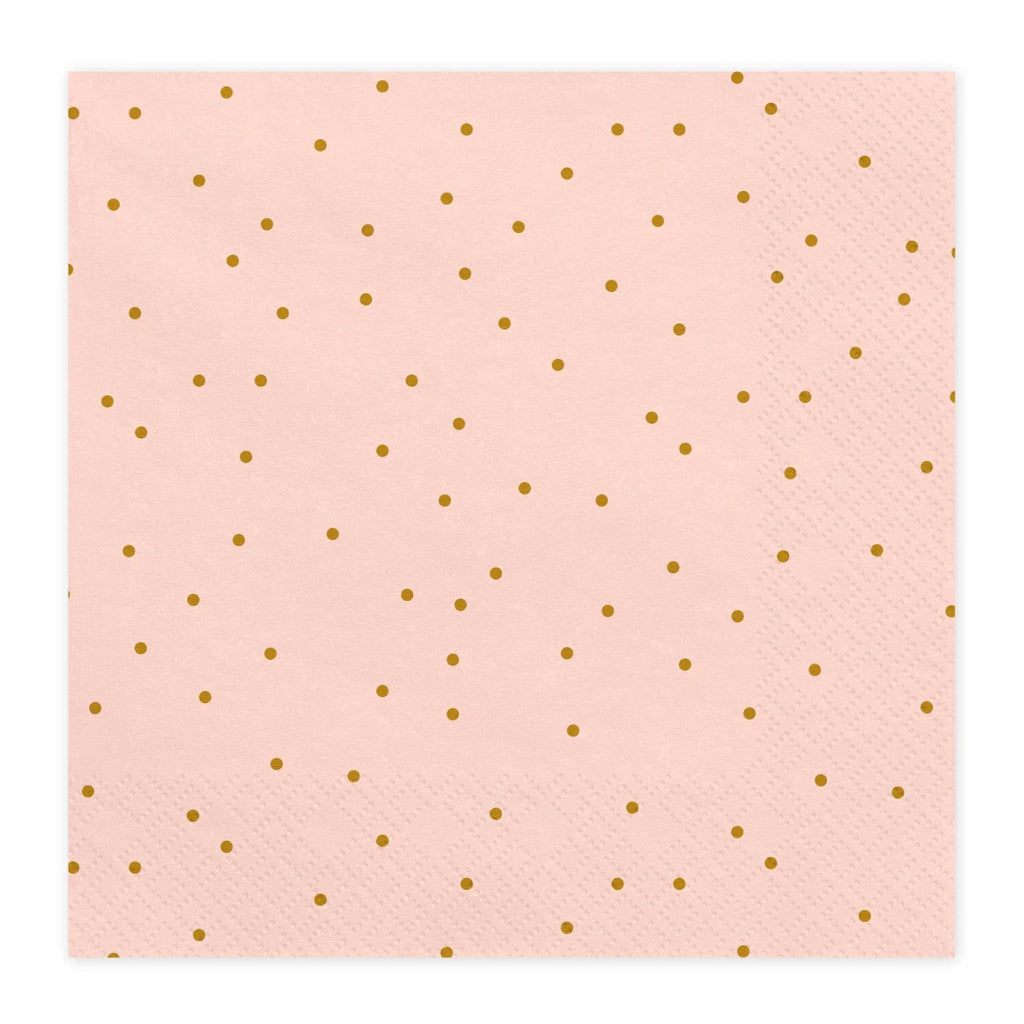 Pink Napkins with Gold Polka Dots