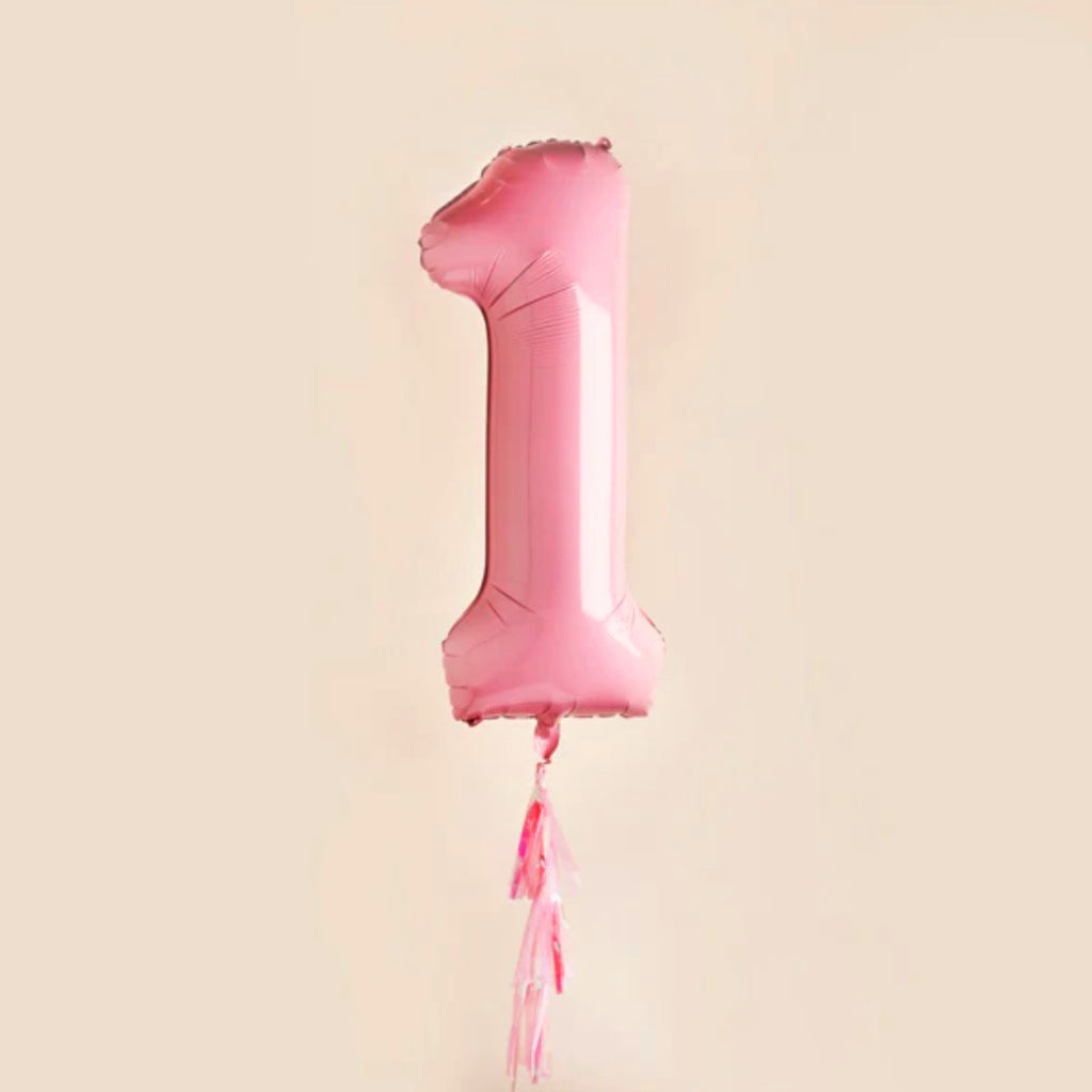 Giant Pink Number 1 Balloon With Tassels