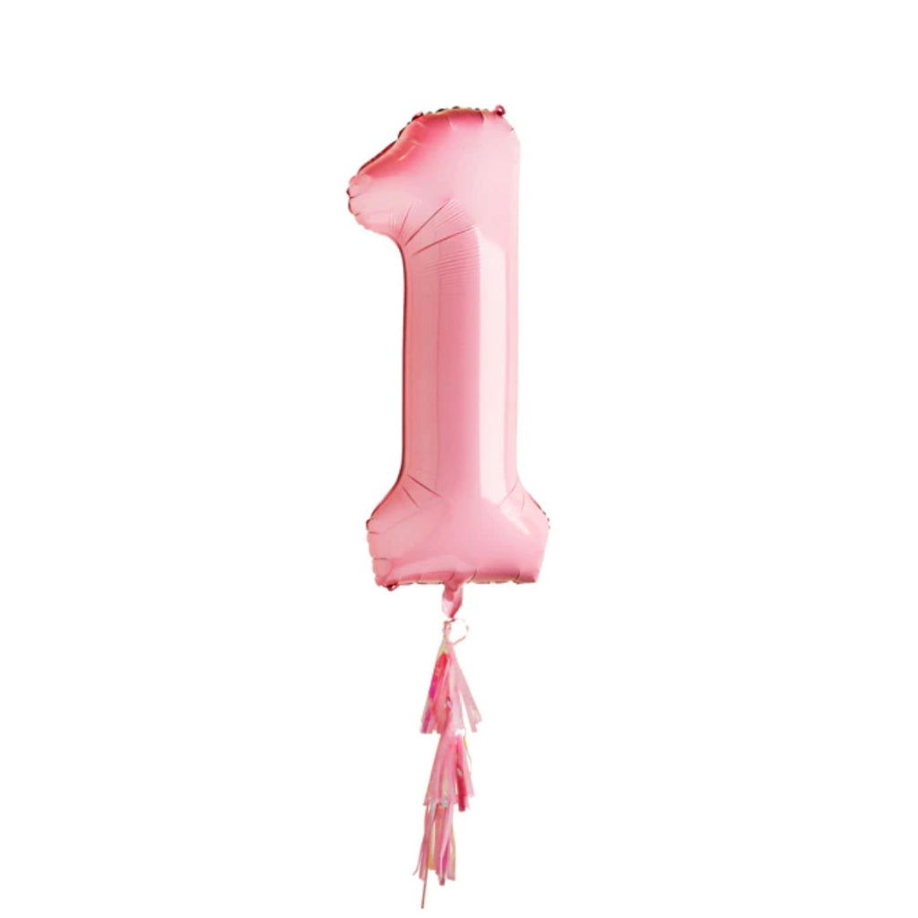 Giant Pink Number 1 Balloon With Tassels