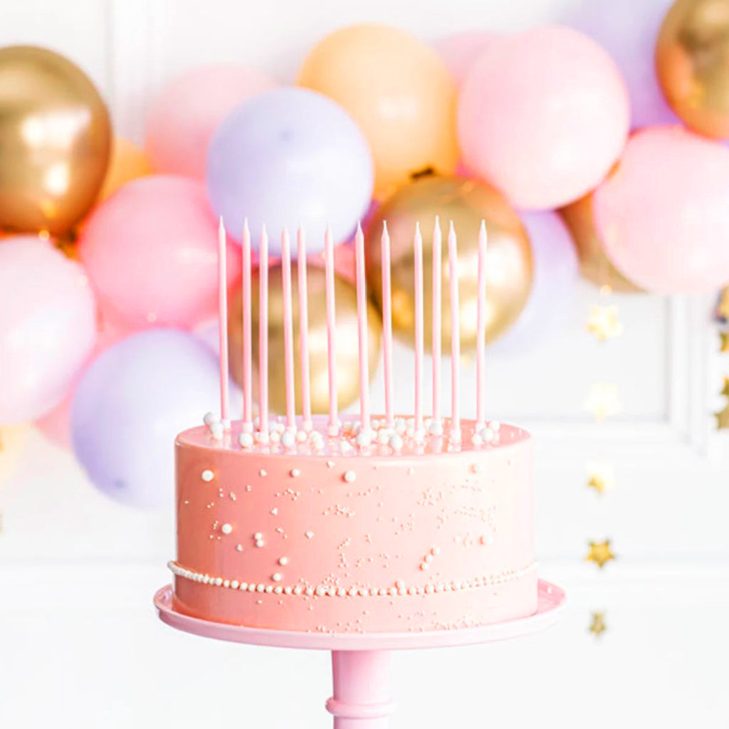 Tall Pink Birthday Candles (12)