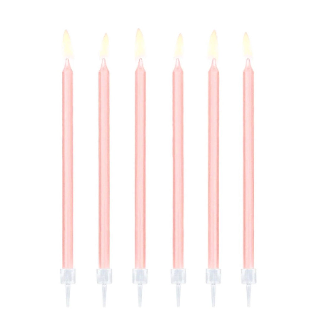 Tall Pink Birthday Candles (12)