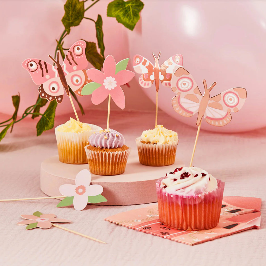 Flower & Butterfly Cupcake Toppers (x12)