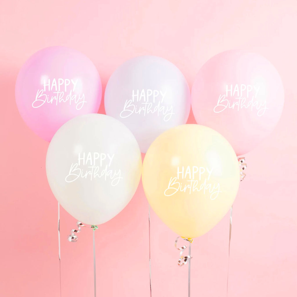 Pastel Rainbow Birthday Balloons (x5)