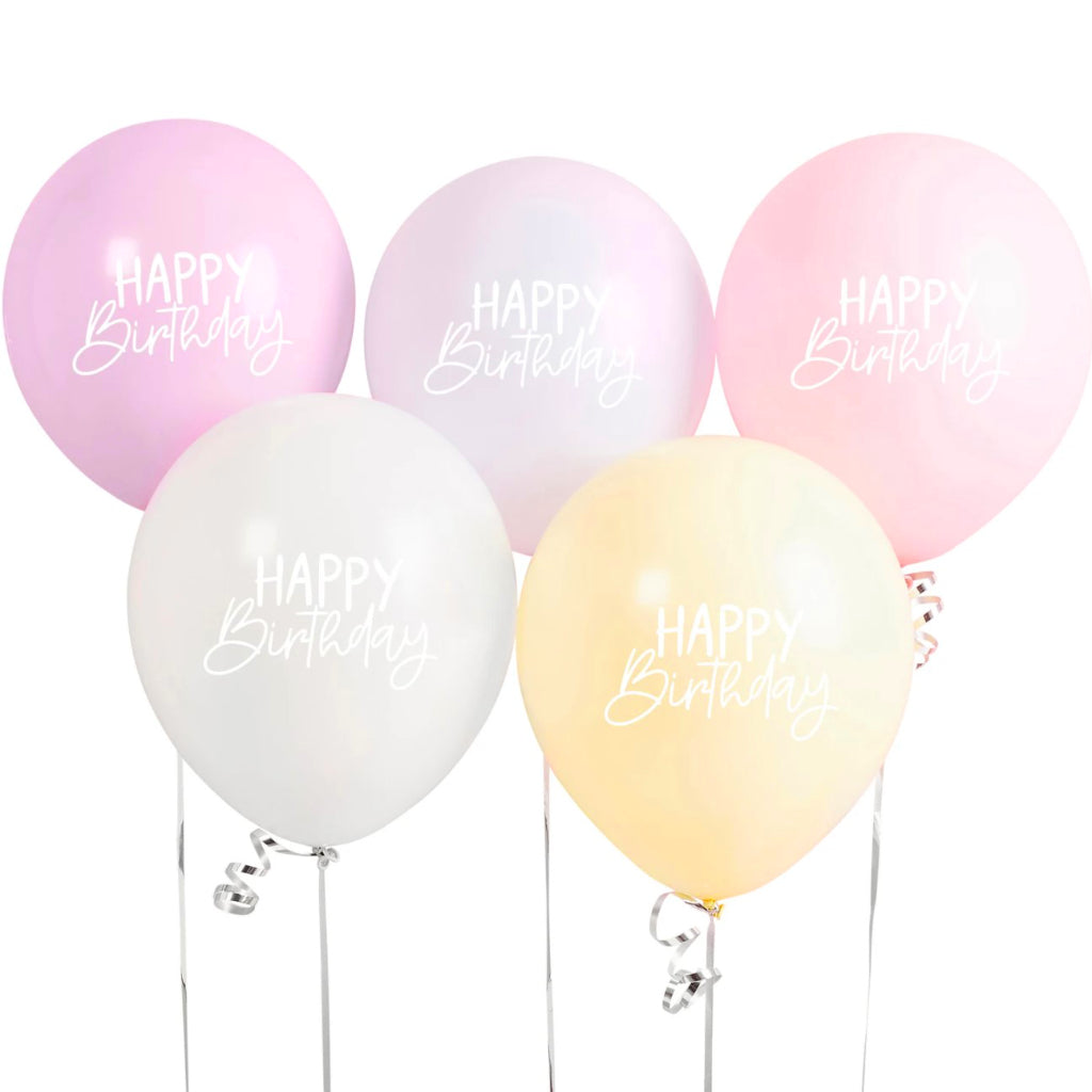 Pastel Rainbow Birthday Balloons (x5)