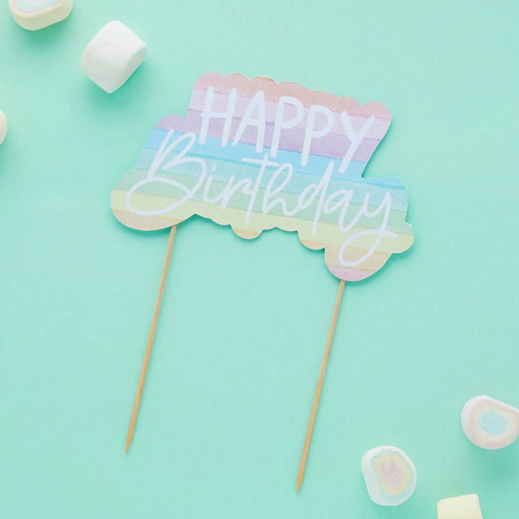 Rainbow Happy Birthday Cake Topper