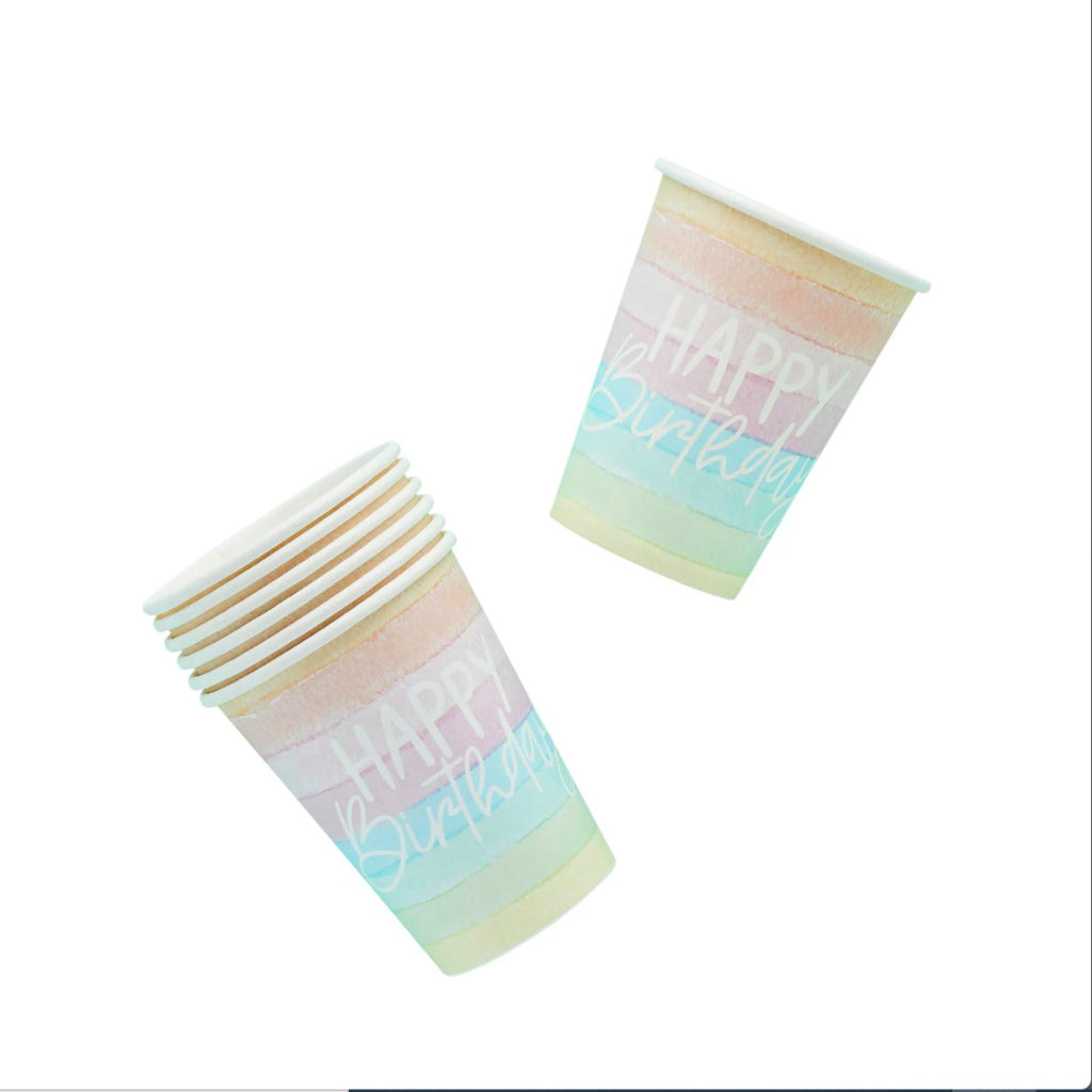 Pastel Rainbow Party Cups (x8)