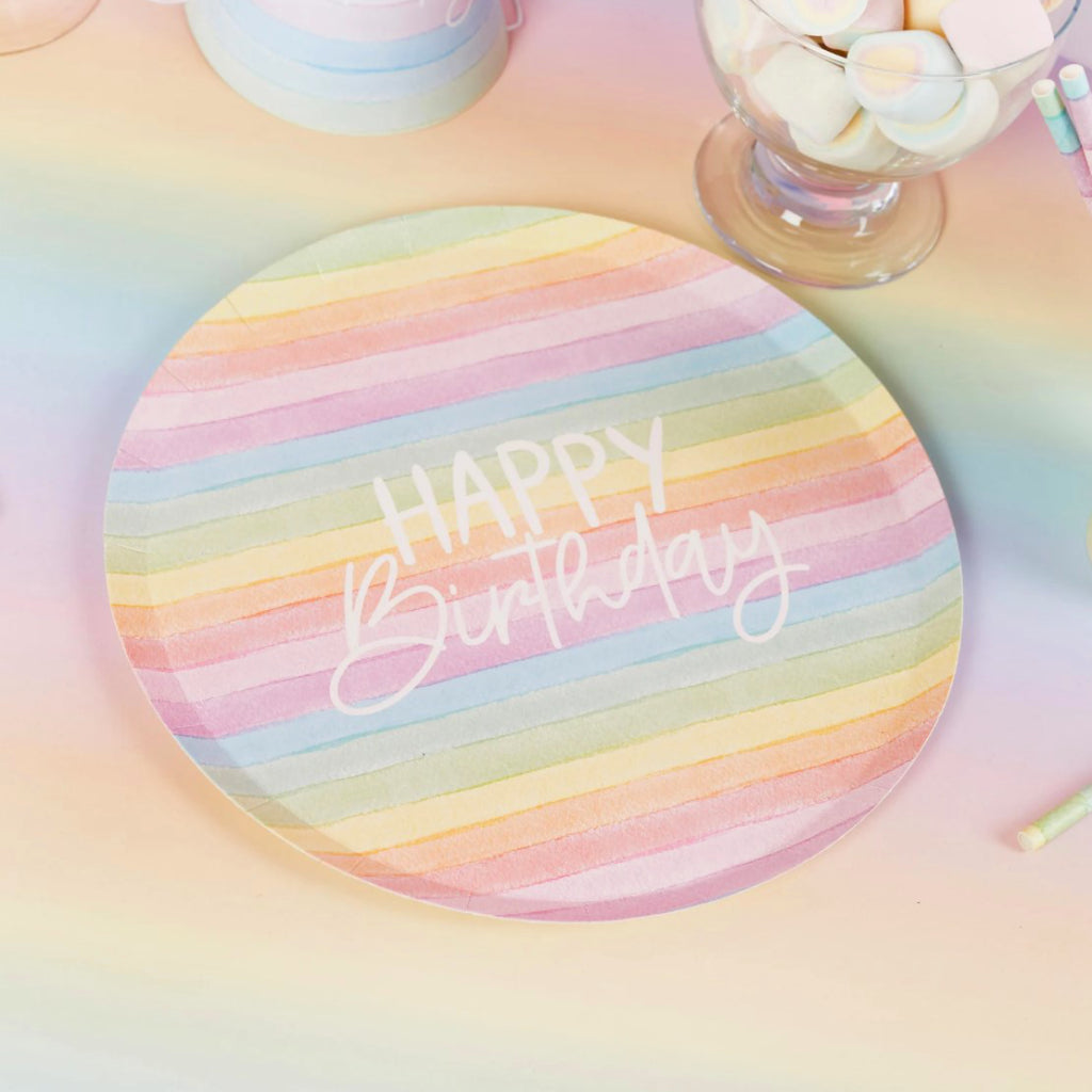 Pastel Rainbow Party Plates (x8)