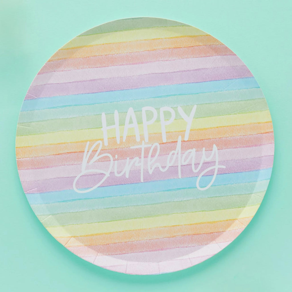 Pastel Rainbow Party Plates (x8)