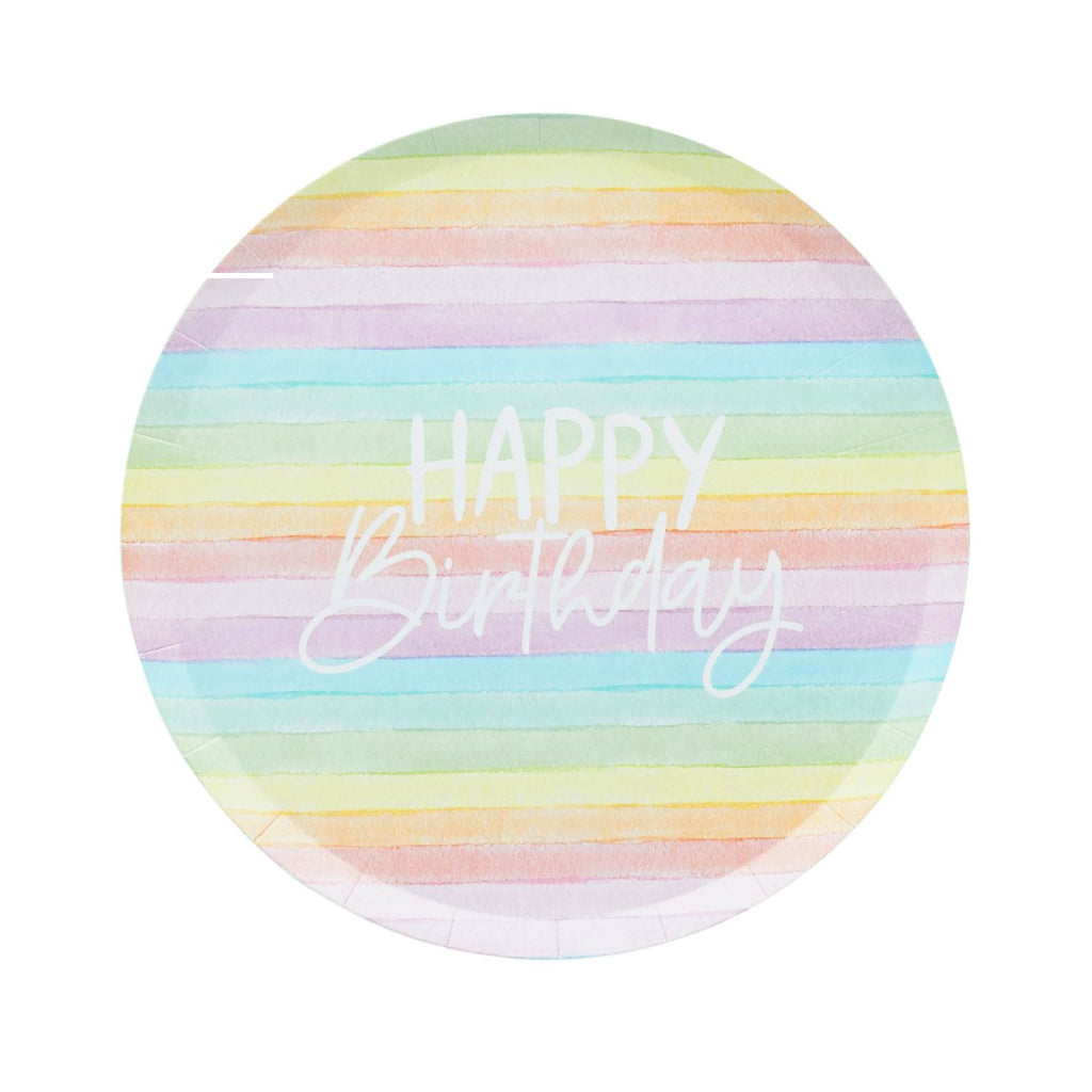 Pastel Rainbow Party Plates (x8)