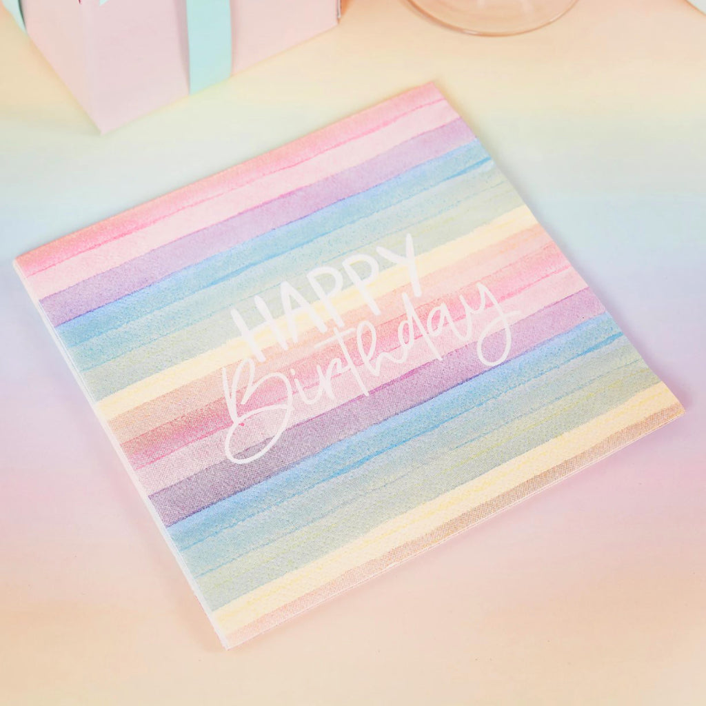 Pastel Rainbow Party Napkins (16)