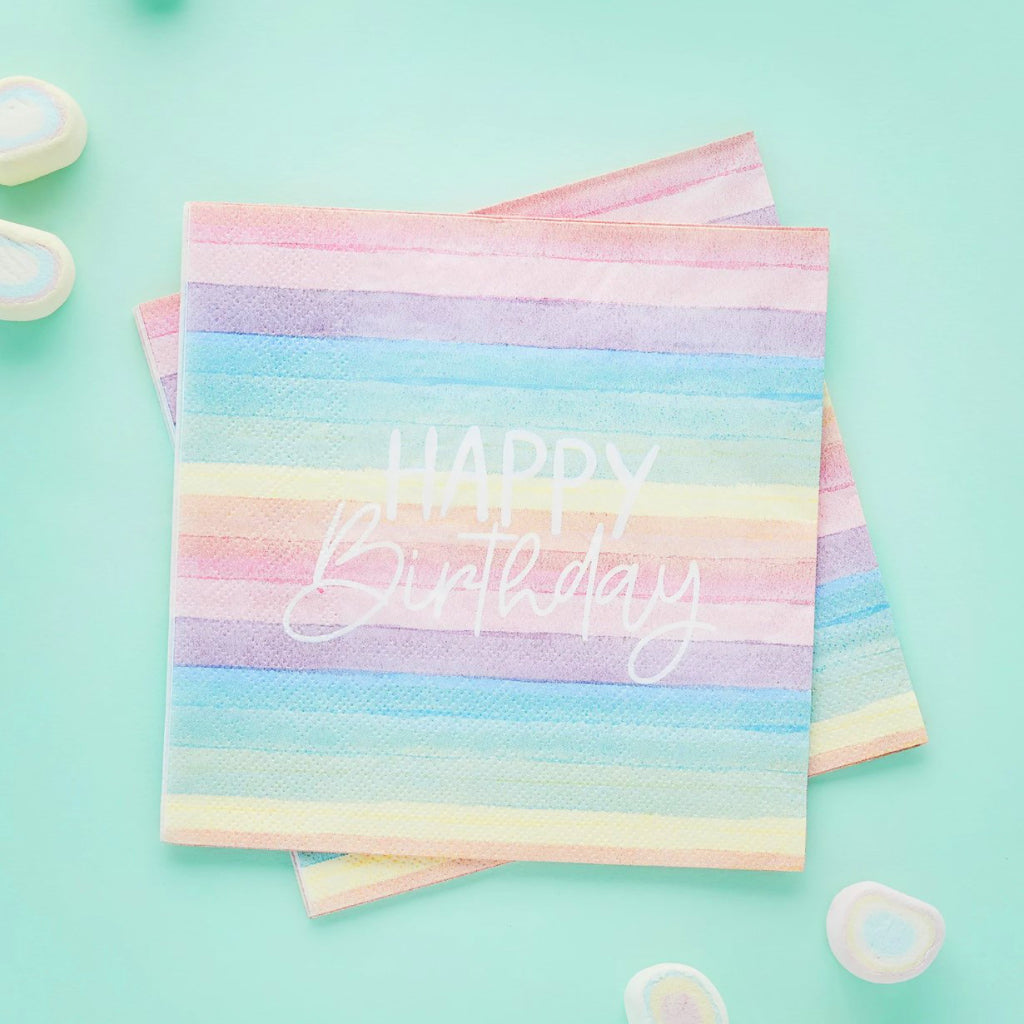 Pastel Rainbow Party Napkins (16)