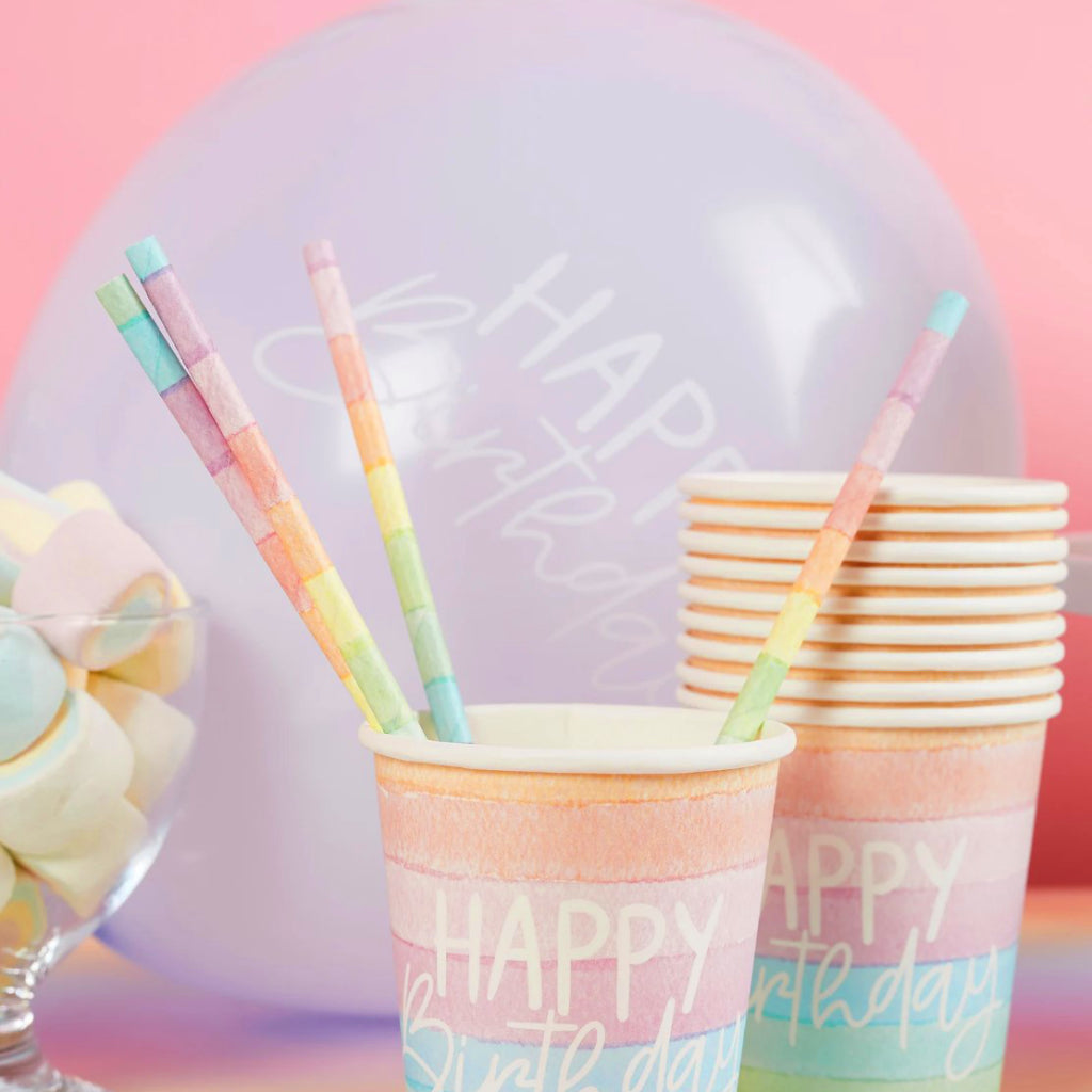 Pastel Rainbow Party Straws