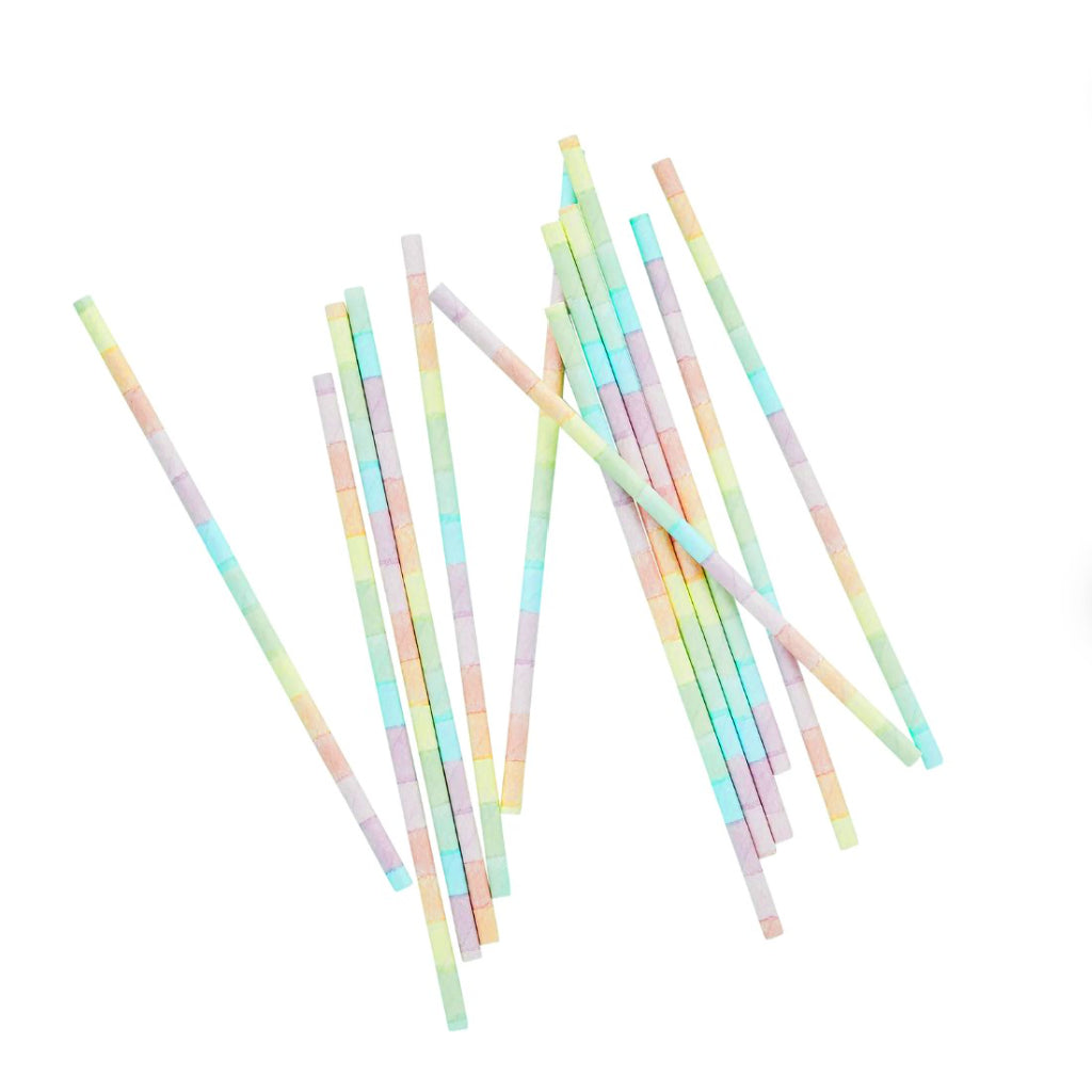 Pastel Rainbow Party Straws (x20)