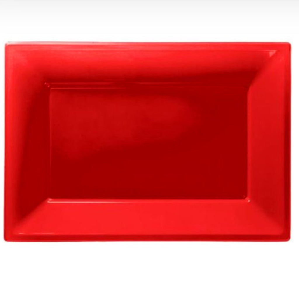 Red Plastic Serving Platters (x3)