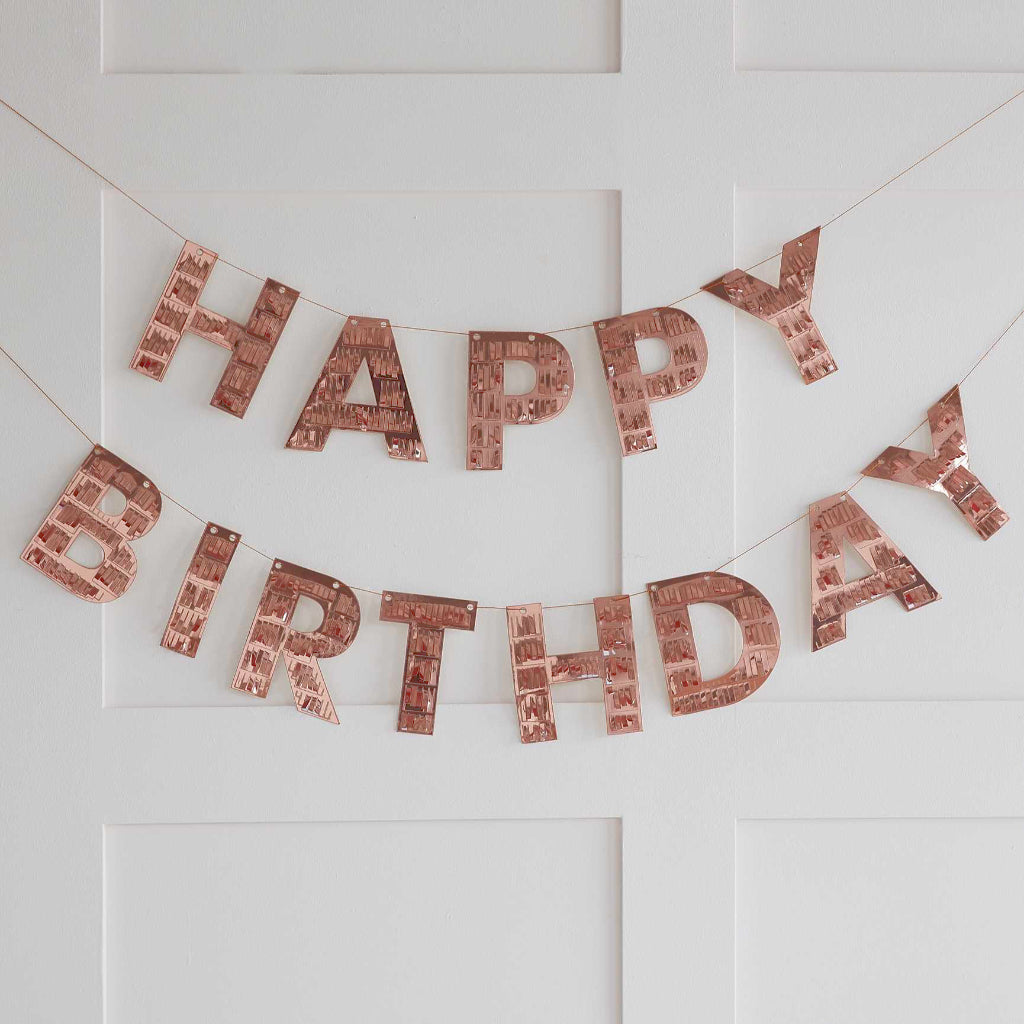 Rose Gold Happy Birthday Fringe Bunting