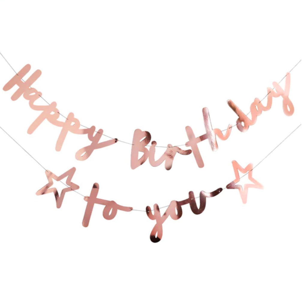 Rose Gold Happy Birthday To You Banner