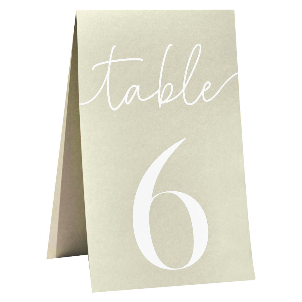 Sage Green Wedding Table Numbers (x12)