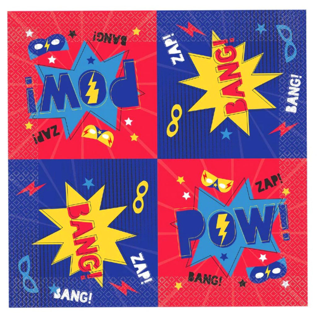 Superhero Paper Party Napkins (x16)