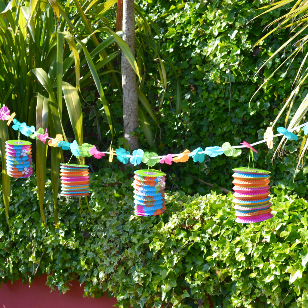 Tiki Lantern Garland With Flowers