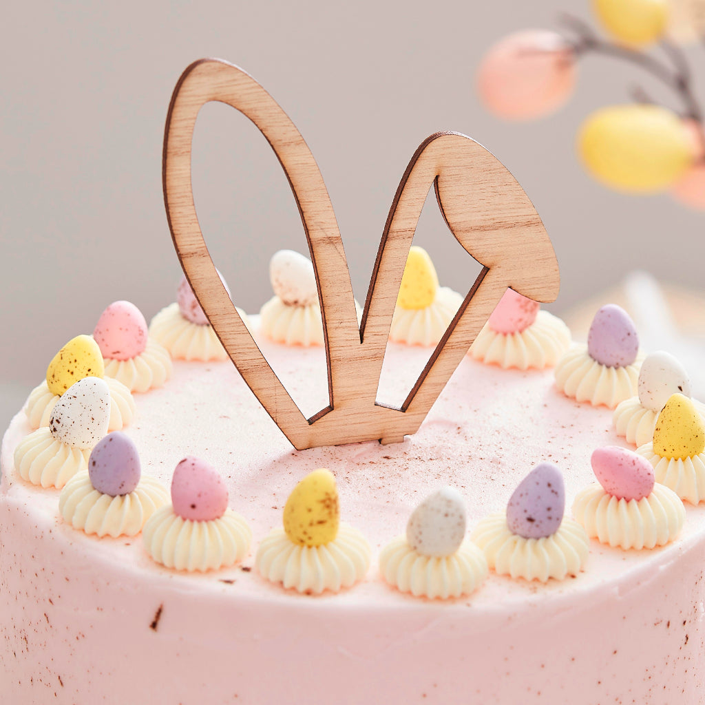 Wooden Bunny Ears Cake Topper