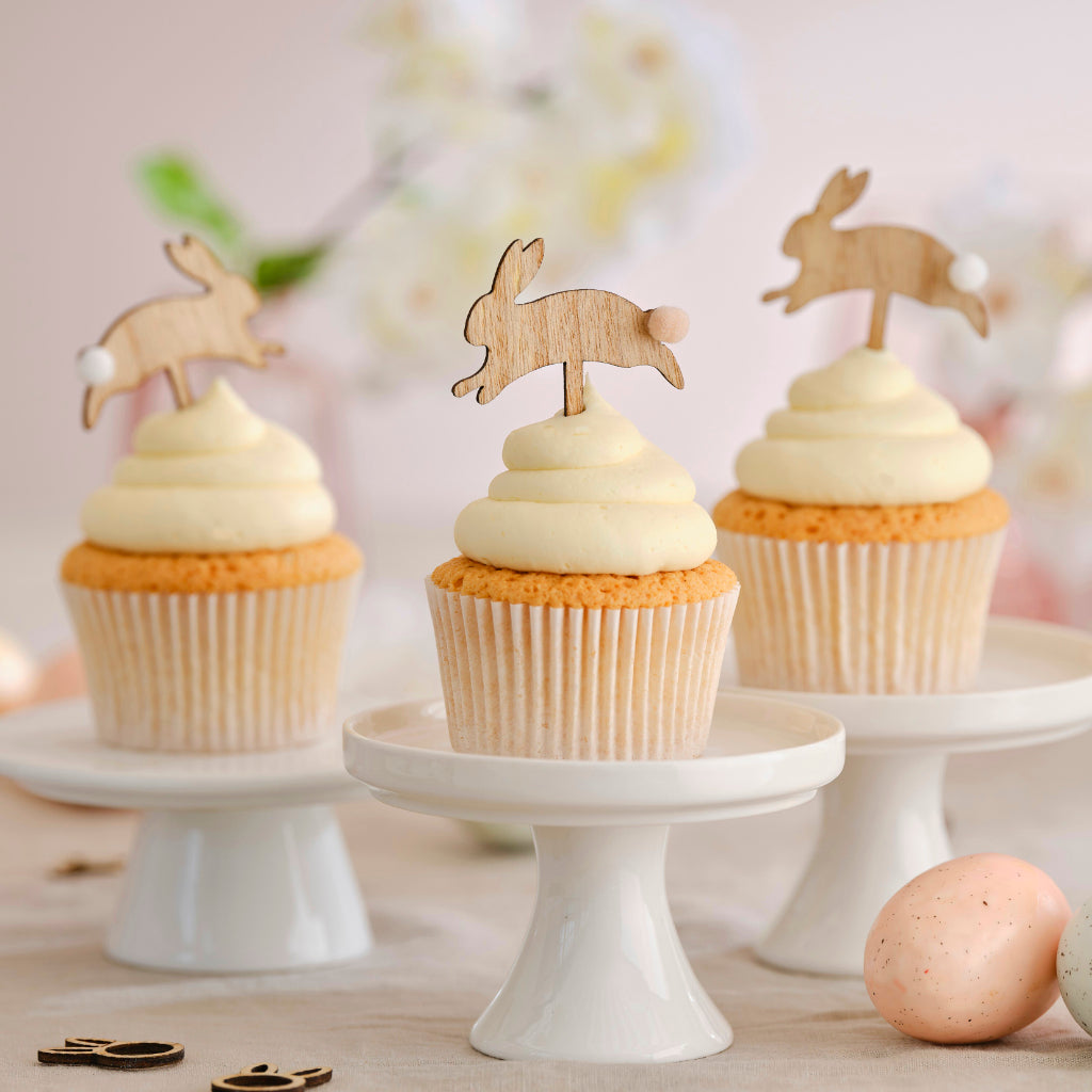 Wooden Bunny Cupcake Toppers (x6)