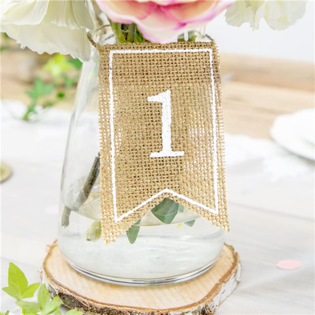 Hessian Wedding Table Numbers 1 - 20