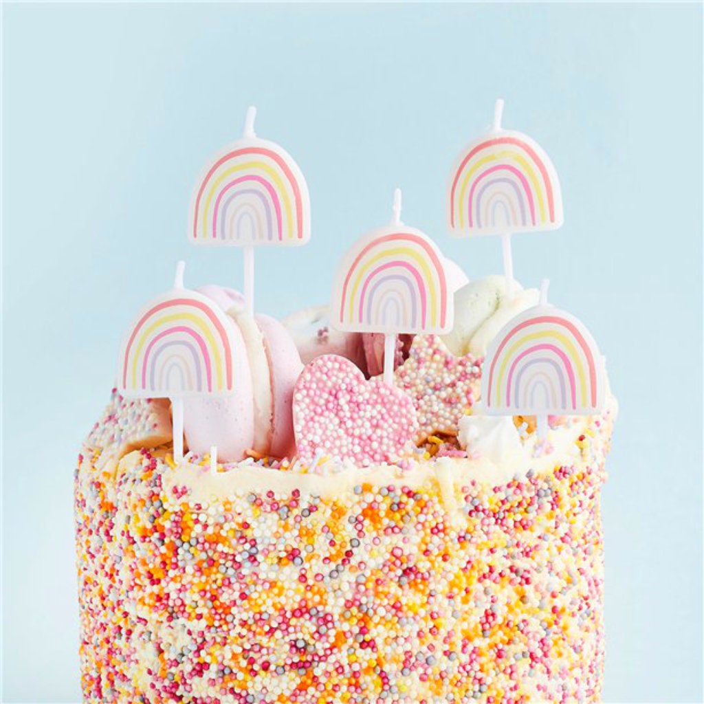 Rainbow  Birthday Candles (x5)