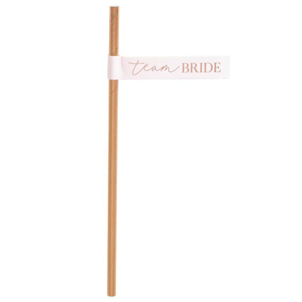 Rose Gold Team Bride Straws (x16)