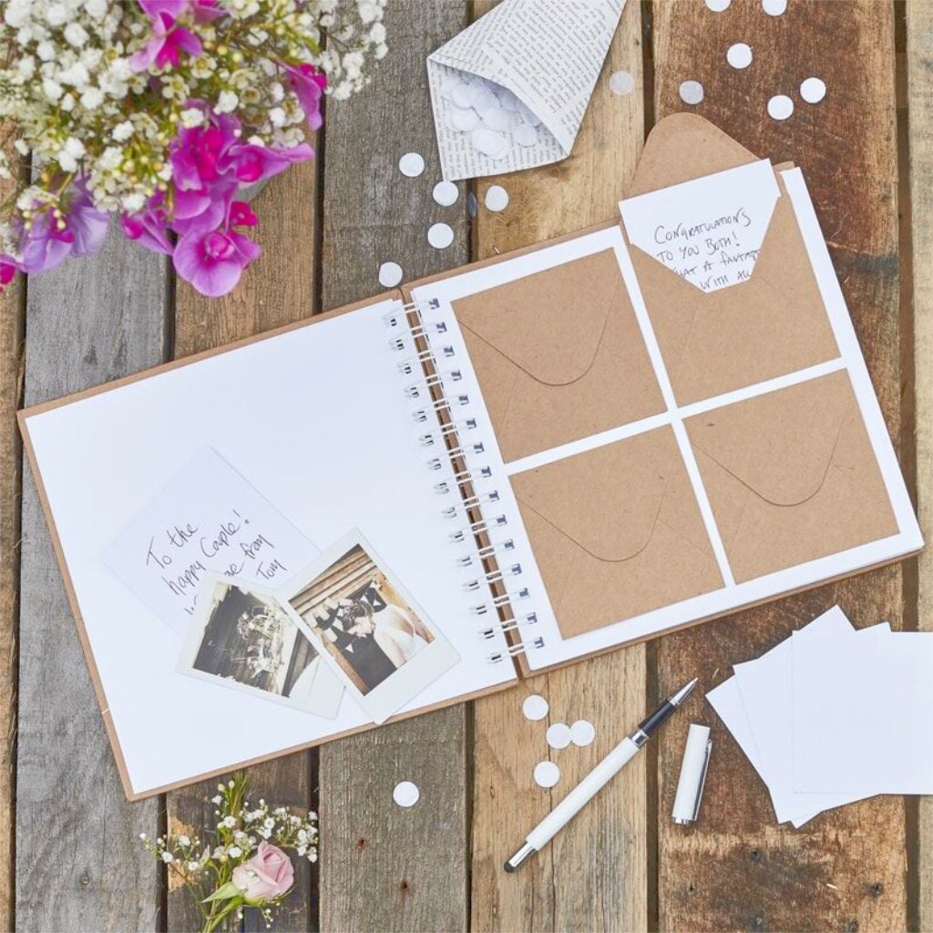 Rustic Wedding Guest Book With Envelopes