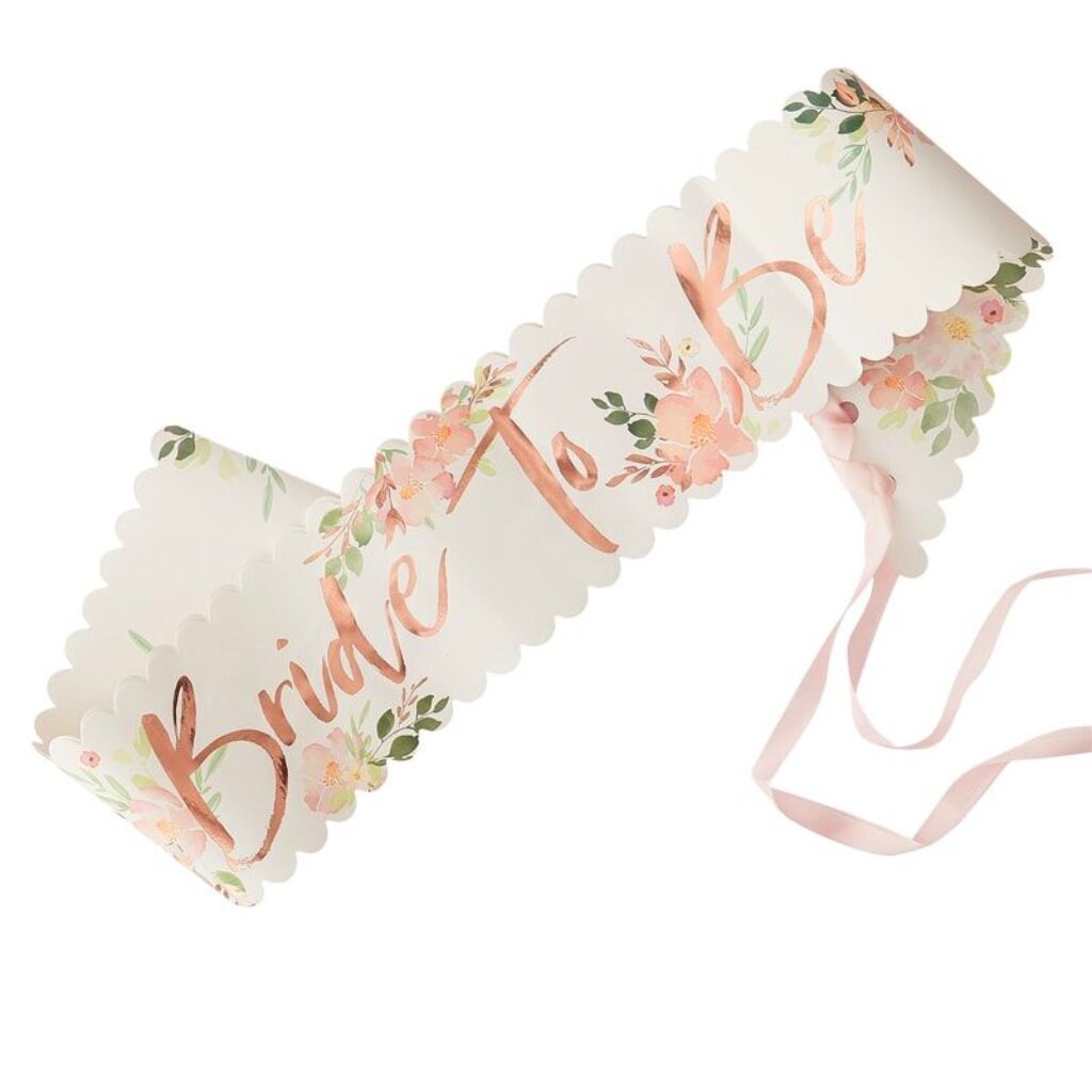 Rose Gold Floral Bride To Be Sash