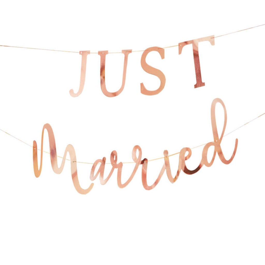 Rose Gold Just Married Banner