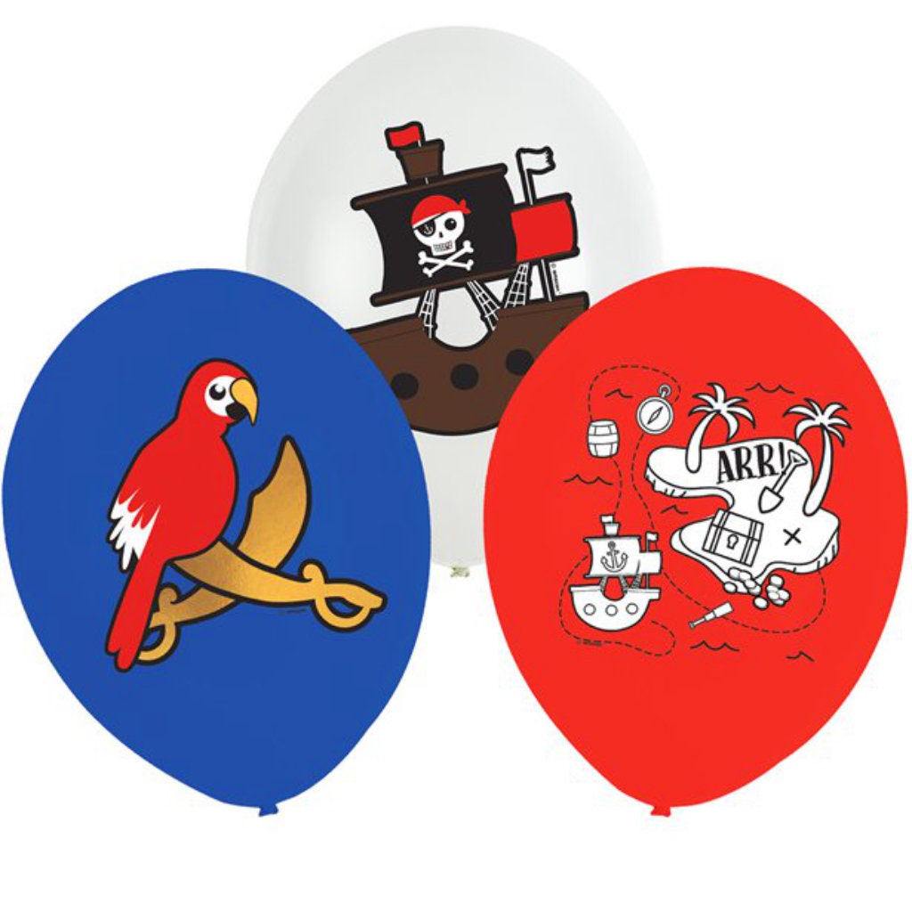 Colourful Treasure Island Pirate Balloons (x6)