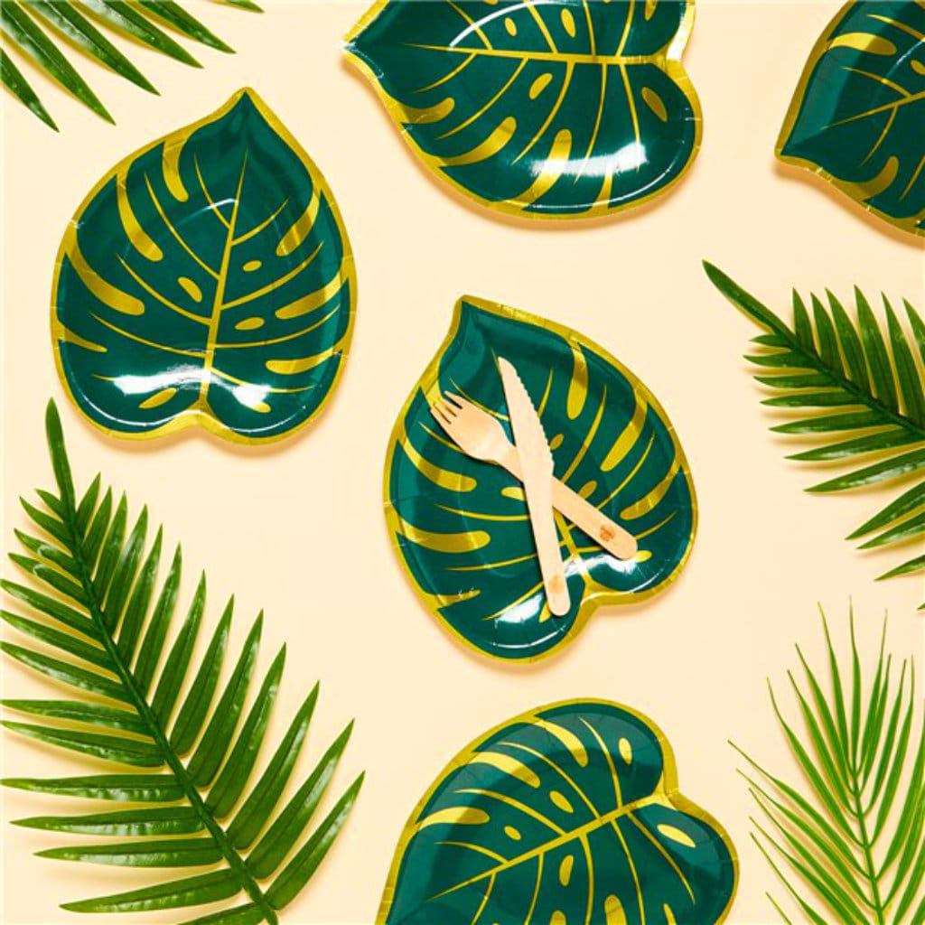 Tropical Leaf Party Plates (x8)