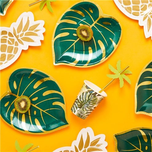 Tropical Leaf Party Plates (x8)