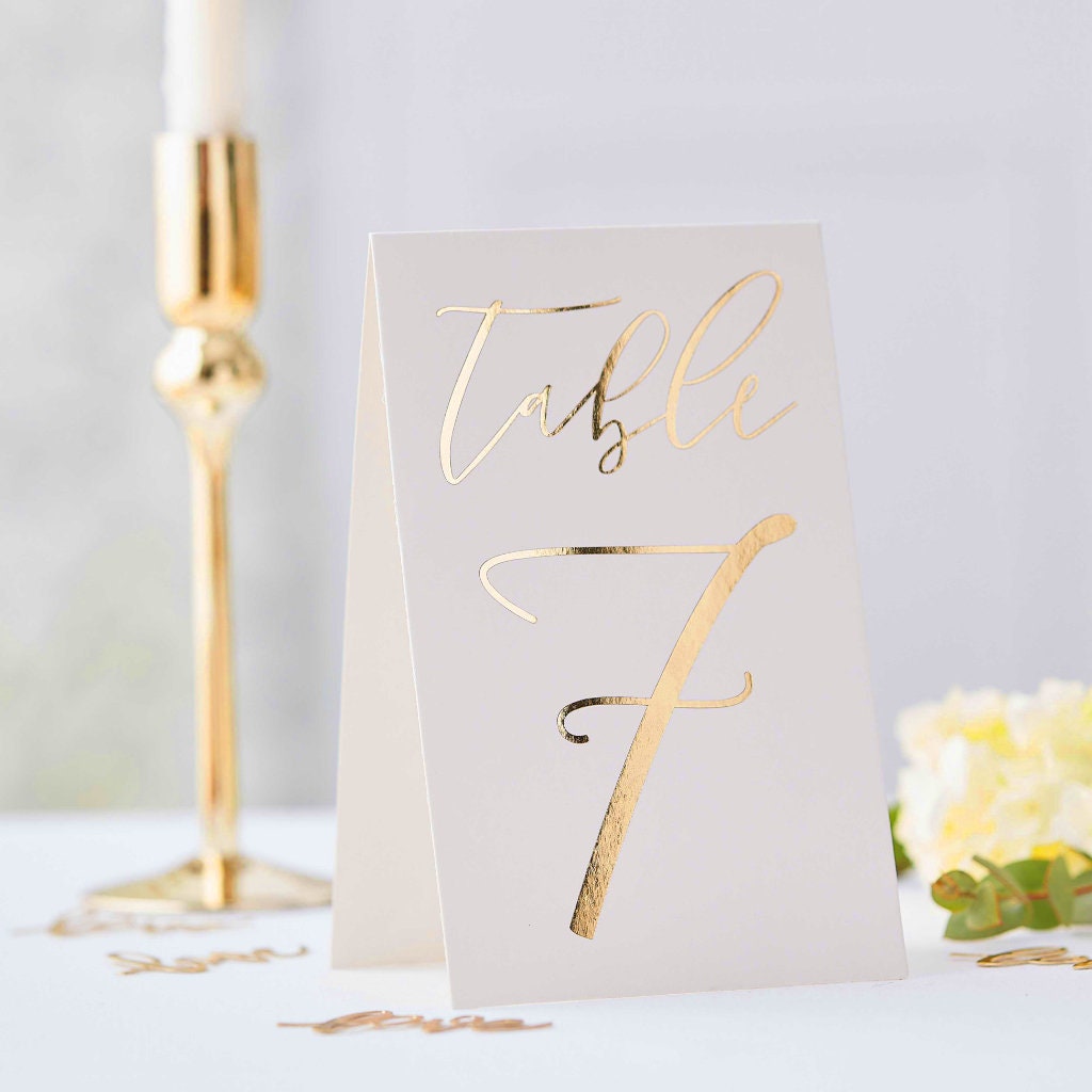 Gold Wedding Table Numbers 1 - 12