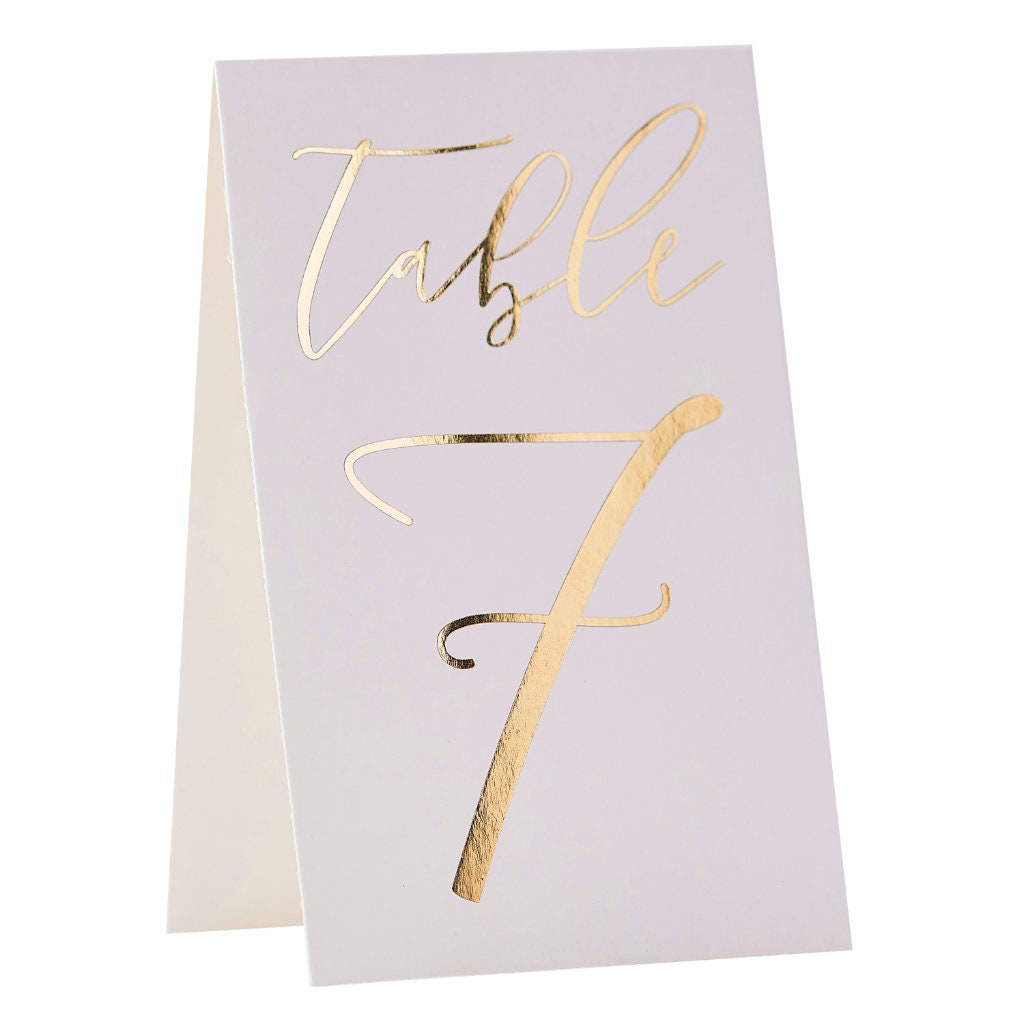 Gold Wedding Table Numbers 1 - 12